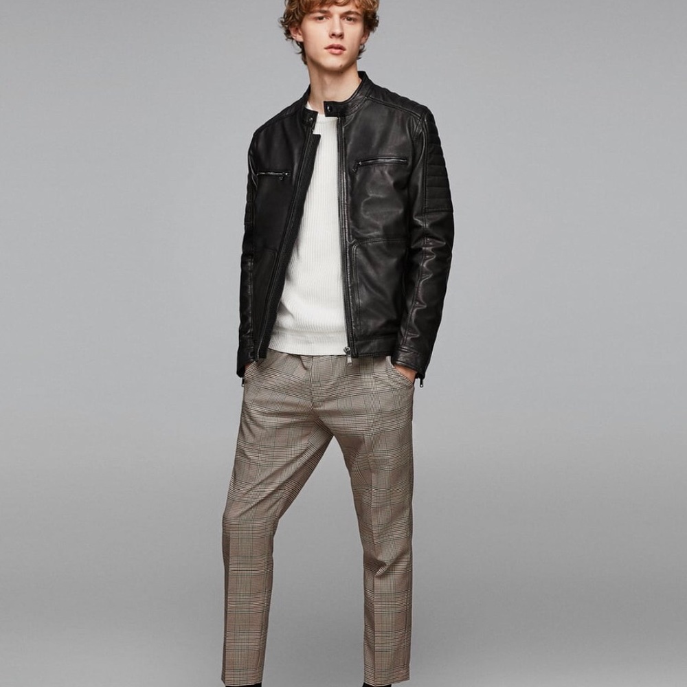 Brand New ZARA men genuine leather jacket